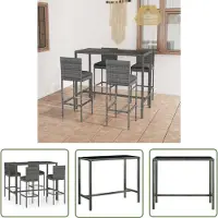 The Living Store Ensemble bar de jardin 5 pièces avec coussins Poly rotin gris