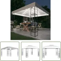 The Living Store Tente de jardin avec guirlande lumineuse LED 3x3 m Blanc