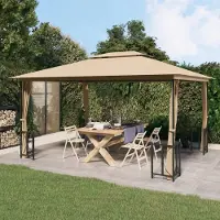 The Living Store Pavillon avec parois latérales & double toit 3x4 m Taupe