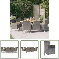 The Living Store 9 pcs. salon de jardin avec coussins Noir