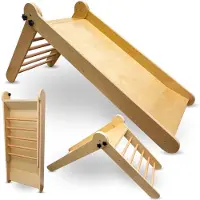 Mamabrum Toboggan Enfant - - Bois Pliable - Échelle Sûre - Aire de Jeux Intérieur - Favorise la motricité