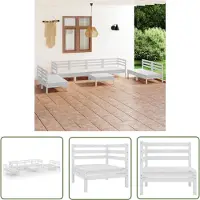 The Living Store 9-pièces salon de jardin blanc pin massif