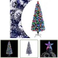 The Living Store Arbre de Noël artificiel avec LED Blanc & Bleu 180 cm fibre de verre