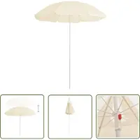 The Living Store Parasol avec mât en acier sable 180 cm
