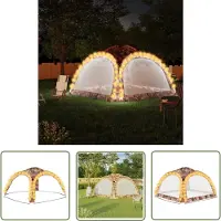 The Living Store Tente de réception avec LED et 4 parois latérales 3,6x3,6x2,3 m Couleurs camouflage