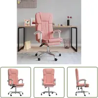 The Living Store Chaise de bureau avec fonction chaise longue Rose similicuir
