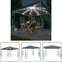 The Living Store Pavillon avec guirlande lumineuse LED 300x300 cm Anthracite