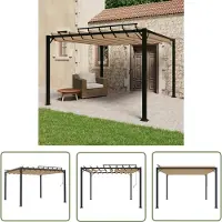 The Living Store Pavillon avec toit à lamelles 3x3 m Taupe Tissu et aluminium