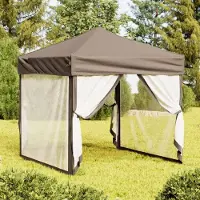 The Living Store Tente de réception pliable avec parois latérales Taupe 2x2 m