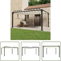 The Living Store Pavillon avec toit à lamelles 3x4 m Crème Tissu et aluminium