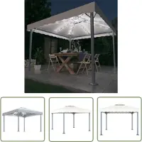 The Living Store Pavillon avec guirlande lumineuse LED 300x300 cm Blanc crème Aluminium