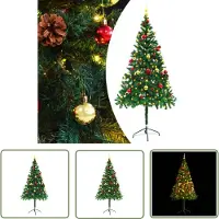 The Living Store Arbre de Noël artificiel avec boules et LED Vert 180 cm