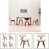 The Living Store Chaises de salle à manger 4 pcs. Crème Bois courbé et similicuir
