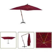 The Living Store Ampelshirm mit Holzmast 400x300 cm Bordeauxrot