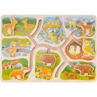 Goki bois puzzle coulissant qui appartient à qui 30 cm 8 pièces