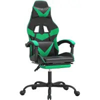vidaXL Chaise de jeu avec repose-pieds Pivotante Noir & Vert Similicuir