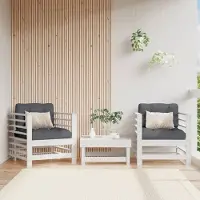 The Living Store Chaises de jardin avec coussins 2 pcs. Blanc Pin massif