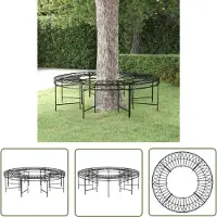 The Living Store Banc arbre rond Ø160 cm Noir Acier