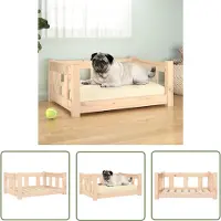 The Living Store Lit pour chien 65.5x50.5x28 cm Bois massif de pin