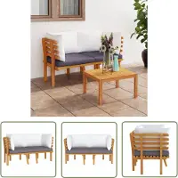 The Living Store Canapé de jardin 2 places avec coussins en bois massif d'acacia