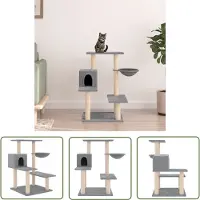 The Living Store Arbre à chat avec colonnes à griffer en sisal gris clair 82,5 cm