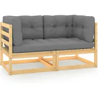 The Living Store Canapé de jardin 2 places avec coussins pin massif