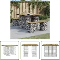 The Living Store Banc de jardin en gabions 100x102x72 cm Bois de pin imprégné