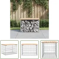 The Living Store Banc de jardin en gabions 63x44x42 cm pin massif