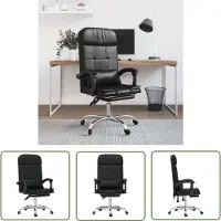The Living Store Chaise de bureau avec fonction massage Noir similicuir