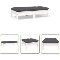 The Living Store Canapé de jardin 2 places avec coussins Blanc Pin massif