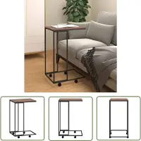 The Living Store Table d'appoint avec roulettes Noir 40x30x63,5 cm Bois composite
