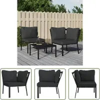 The Living Store Chaise de jardin avec coussins gris, 76 x 76 x 79 cm, en acier