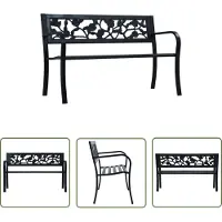 The Living Store Banc de jardin 125 cm noir acier