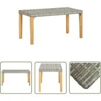 The Living Store Banc de jardin 120 cm Gris Poly rotin et acacia massif