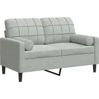 vidaXL Canapé 2 places avec oreillers gris clair 120 cm velours