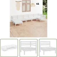 The Living Store Ensemble de salon de jardin 7 pièces pin massif blanc
