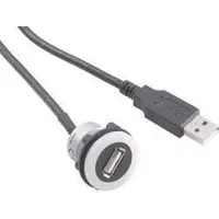 TRU COMPONENTS USB femelle encastré, encastré USB-05-BK USB femelle type A, éclairé sur USB mâle type A avec 60, Câble + prise électronique, Noir