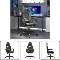 The Living Store Chaise de jeu avec repose-pieds Noir et camouflage Similicuir