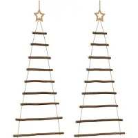 vidaXL Sapins de Noël suspendus avec étoiles supérieures 2 pièces 55 x 120 cm Branche naturelle