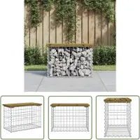 The Living Store Banc de jardin en gabions 63x31,5x42 cm Bois de pin imprégné