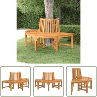 The Living Store Banc d'arbre semi-circulaire Ø160 cm en bois massif d'eucalyptus