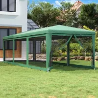 The Living Store Tente de réception avec 8 parois latérales en maille Vert 3x9 m HDPE