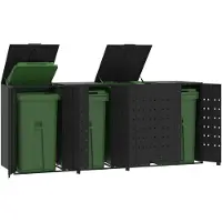 vidaXL Box pour poubelles 4 tonnes noir 276x79x117 cm acier