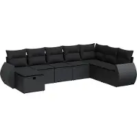 vidaXL Ensemble de jardin canapé 8 pièces avec coussins noir poly rotin