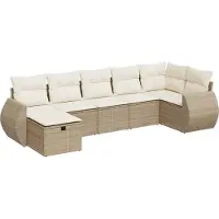 vidaXL Ensemble de salon de jardin 7 pièces avec coussins Beige Poly Rattan