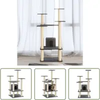 The Living Store Arbre à chat avec colonnes à griffer en sisal Gris foncé 110 cm