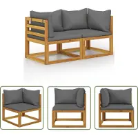 The Living Store Banc de jardin 2 places avec coussins gris foncé