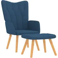 vidaXL Fauteuil relax avec pouf Bleu Tissu