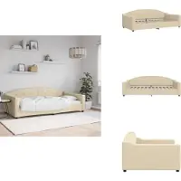 vidaXL Lit de jour Crème 100x200 cm Tissu - Lits et Sommiers