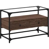 vidaXL Armoire TV avec plateau en verre Chêne brun 80x35x51 cm Bois composite